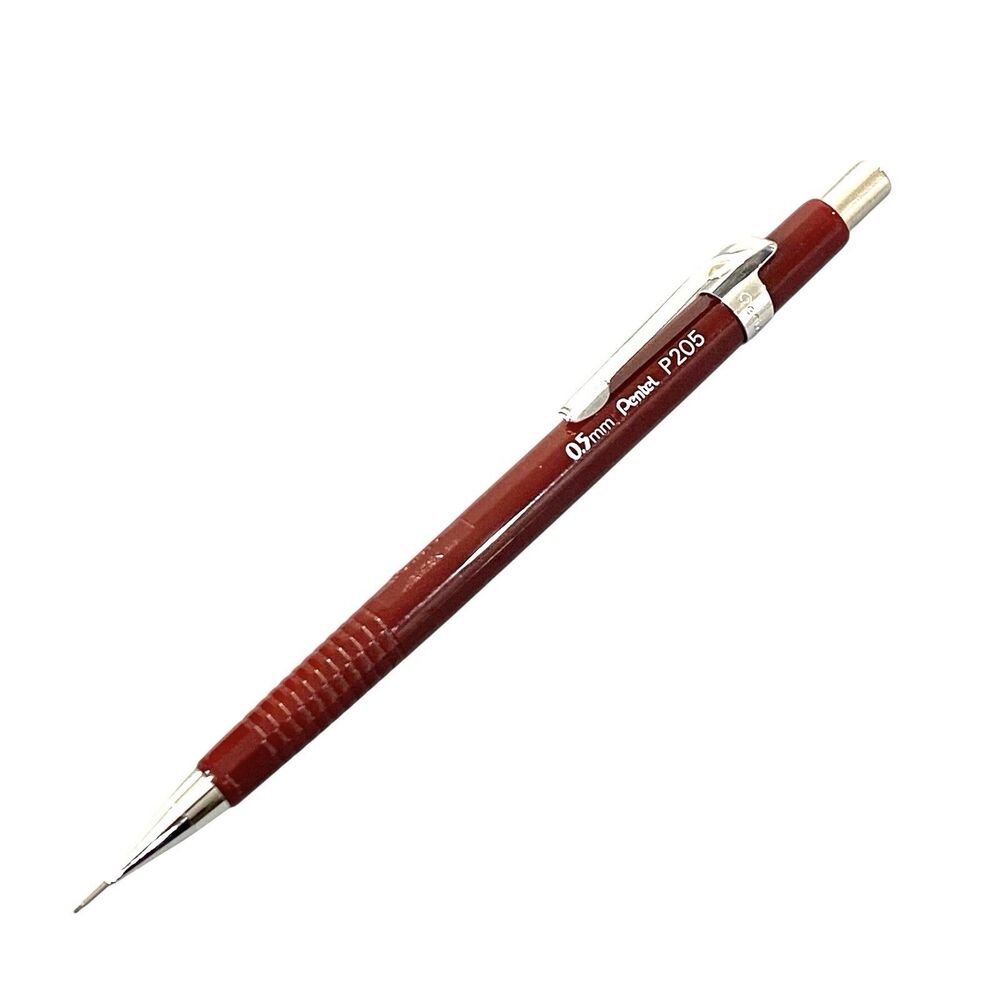 Vintage DARK RED BARREL Pentel P205 Mechanical Pencil Japan .5 MM